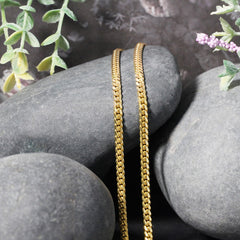 3.2mm 14k Yellow Gold Classic Solid Miami Cuban Chain