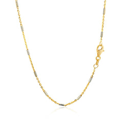 Bar Links Pendant Chain in 14k Two Tone Gold (1.4mm)