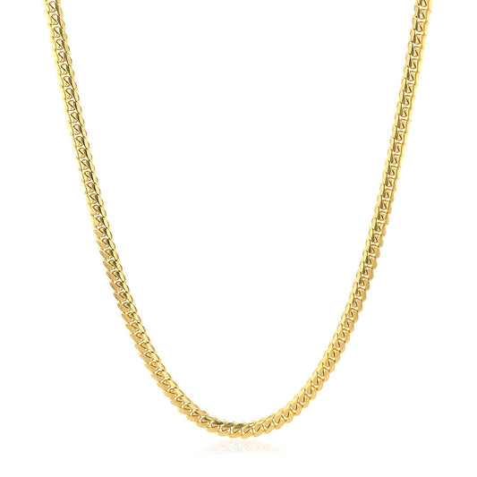 2.6mm 14k Yellow Gold Classic Solid Miami Cuban Chain