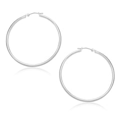 10k White Gold Polished Hoop Earrings (30mm)