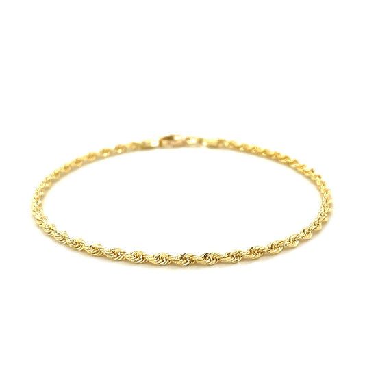 2.5mm 10k Yellow Gold Solid Diamond Cut Rope Bracelet