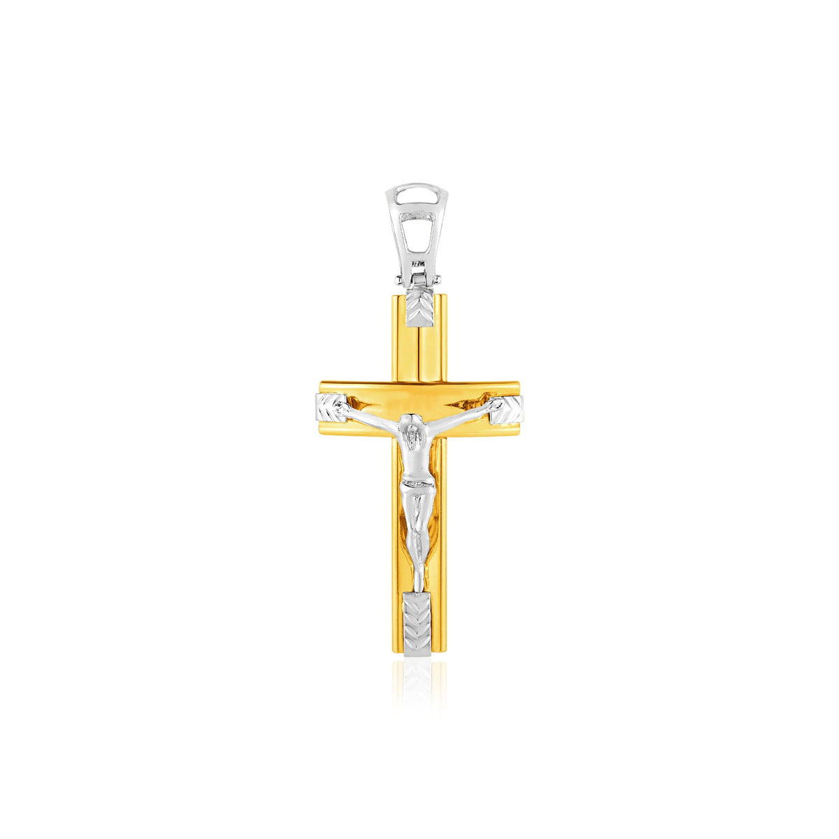 14k Two Tone Gold Crucifix Pendant