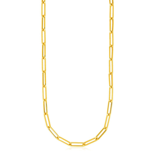 14k Yellow Gold Textured Paperclip Chain (3.5mm)