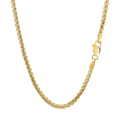 14k Yellow Gold Solid Round Box Chain 2.5 mm