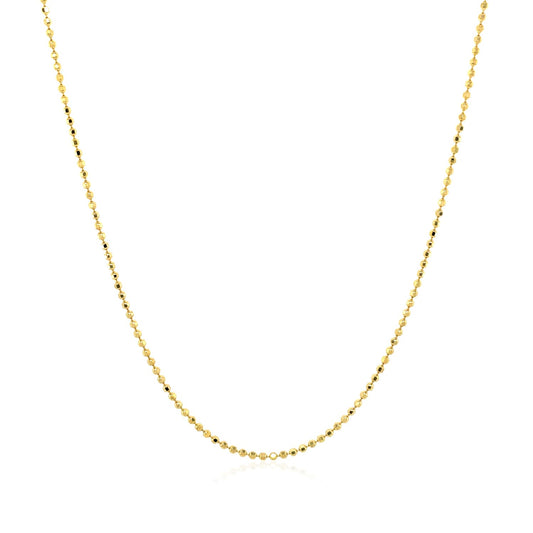 14k Yellow Gold Diamond Cut Bead Chain 1.0mm