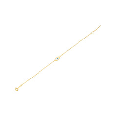 14k Yellow Gold MOP Evil Eye Bracelet