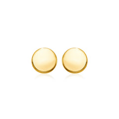 14k Yellow Gold Polished Round Post Earrings