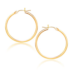 10k Yellow Gold Polished Hoop Earrings (25 mm)
