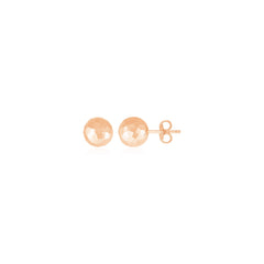 14k Rose Gold Ball Earrings with Faceted Texture
