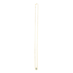 14k Yellow Gold Pearl Evil Eye Necklace