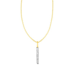 14k Yellow Gold Bar Pendant with Diamonds