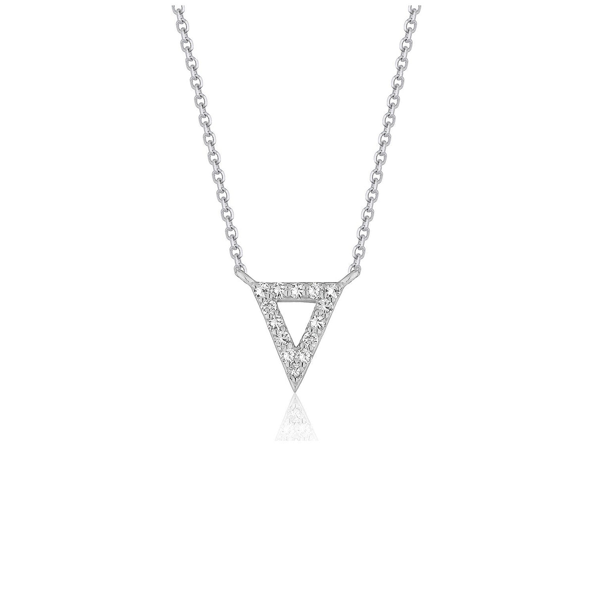 Diamond Inverted Triangle Pendant in 14k White Gold