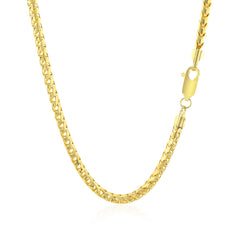 3.1mm 14k Yellow Solid Gold Diamond Cut Round Franco Chain