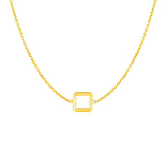 14k Yellow Gold Necklace with Petite Open Square Pendant
