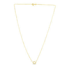 14k Yellow Gold Necklace with Petite Open Square Pendant