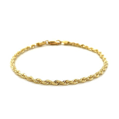 2.75mm 10k Yellow Gold Solid Diamond Cut Rope Bracelet