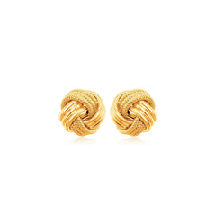10k Yellow Gold Love Knot with Ridge Texture Earrings