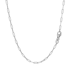 14K White Gold Fine Paperclip Chain (1.5mm)