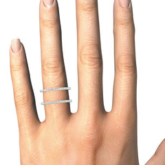 14k White Gold Dual Band Design Ring with Diamonds (1/3 cttw)