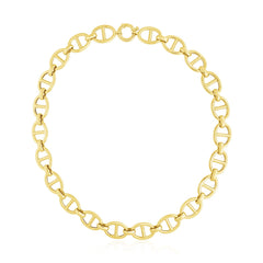14k Yellow Gold High Polish Oval Mariner Link Necklace (13.8mm)