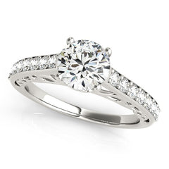 14k White Gold Unique Detailing Diamond Engagement Ring (1 1/3 cttw)