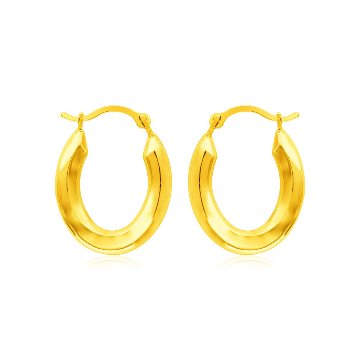 14k Yellow Gold Polished Oval Hoop Earrings