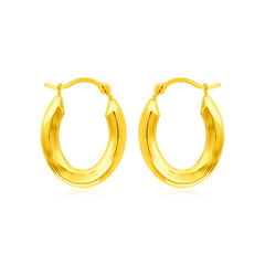 14k Yellow Gold Polished Oval Hoop Earrings
