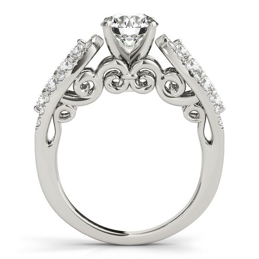 14k White Gold Multirow Shank Round Diamond Engagement Ring (1 1/2 cttw)