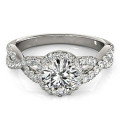 14k White Gold Entwined Split Shank Diamond Engagement Ring (1 1/2 cttw)