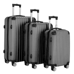 Luggage 3 Piece Set Suitcase Spinner Hardshell Lightweight TSA Lock Dark Gray