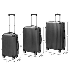 Luggage 3 Piece Set Suitcase Spinner Hardshell Lightweight TSA Lock Dark Gray