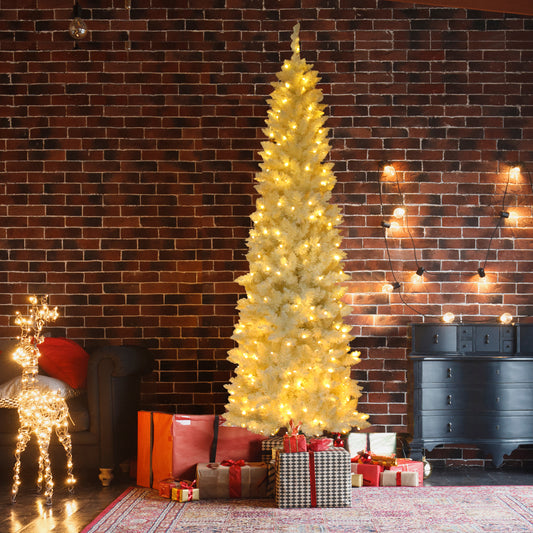 7.5ft Flocking Tied Light Christmas Tree