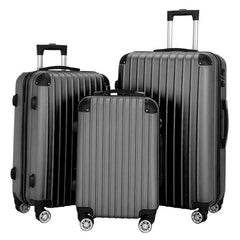 Luggage 3 Piece Set Suitcase Spinner Hardshell Lightweight TSA Lock Dark Gray